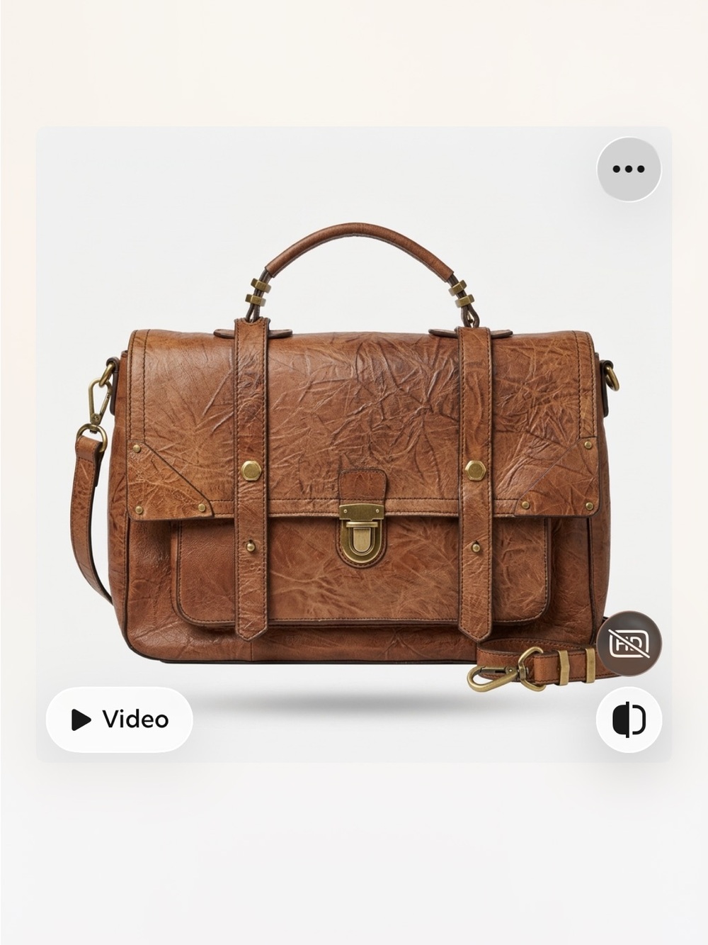 orYANY vintage style Brown Leather Messenger Bag with Brass Hardware
